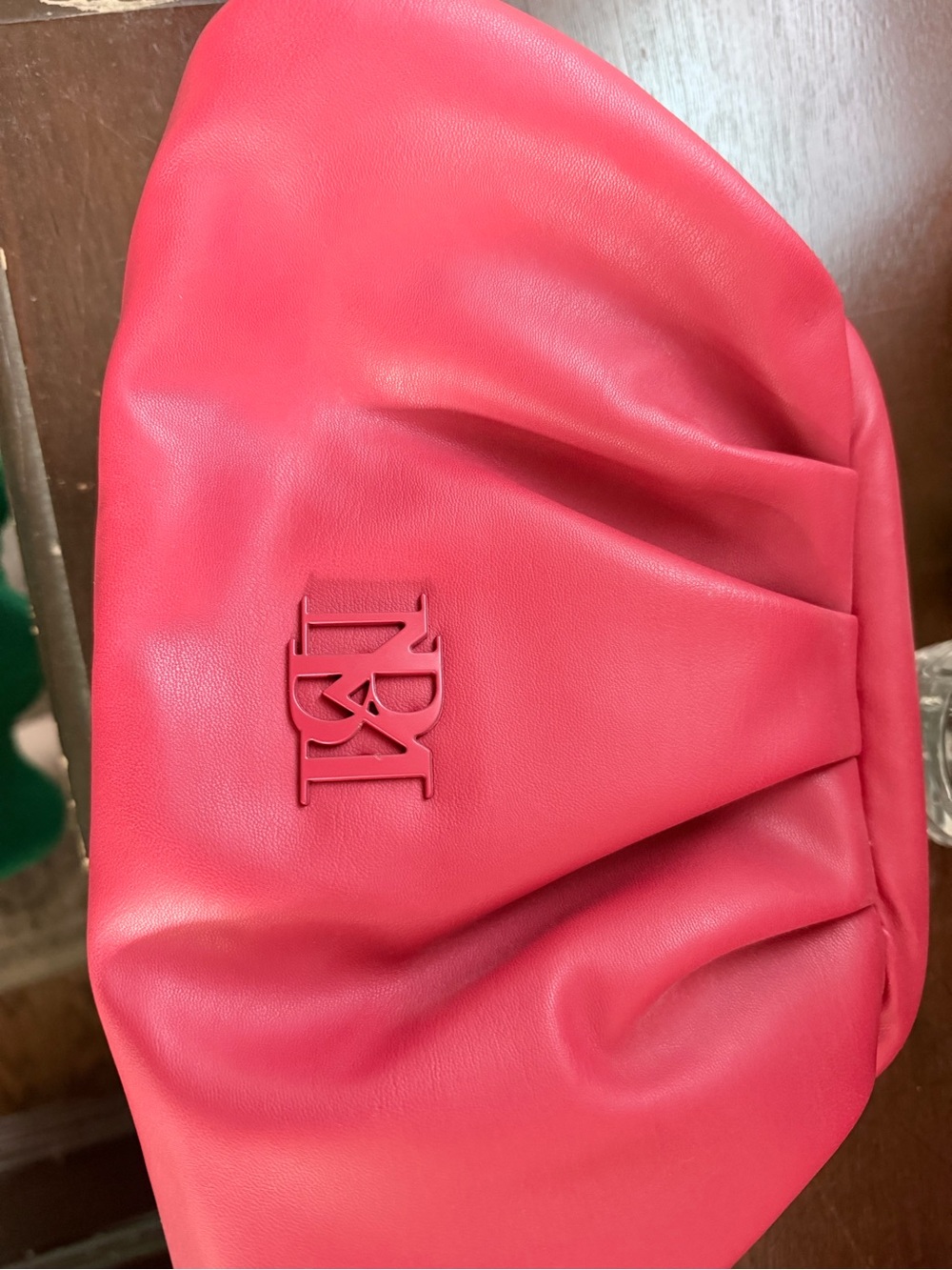 Badgley Mischka Hot Pink Logo Pleated Clutch